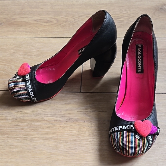 Paolo Conte Shoes - Paolo Conte Black Heels with Colorful Accents size EU 37